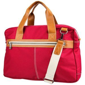 New J. FOLD Montreal Nylon Top Handle Red Briefcase Bag Travel Work